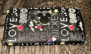 Women's Mickey Mouse Print Wallet One Size Black White thumbnail 1