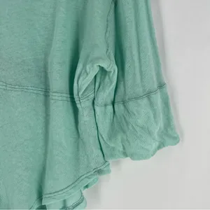 We The Free Sheer Aqua Mint‎ Green Linen Blend Relaxed Fit Dolman Henley Top thumbnail 8