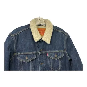 Levis Sherpa Lined Dark Wash Womens Denim Jacket Size Medium thumbnail 5