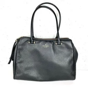 Kate Spade Womens Reis Shoulder Bag Black Pebbled Leather Triple Compartment thumbnail 1
