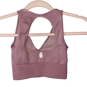 Free People Movement Rewind Sports Bra‎ Mauve Ribbed Cutout XS/S thumbnail 3