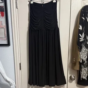 Misa Los Angeles‎ Black Strapless Flowy Asymmetric Hem Dress Minimalist thumbnail 3