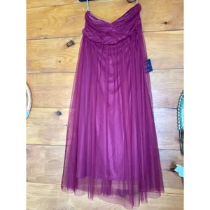 NWT Lulus Perfect Whimsy Burgundy Mesh Strapless Midi Dress Gala Banquet Size L thumbnail 2