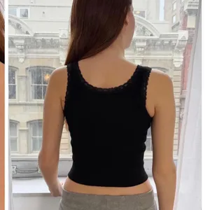 Brandy Melville Black lace trim tank top sz xs/s thumbnail 2