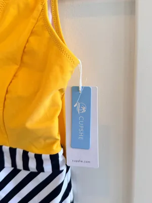 Cupshe Yellow and Black-White Striped One-Piece Swimsuit thumbnail 3