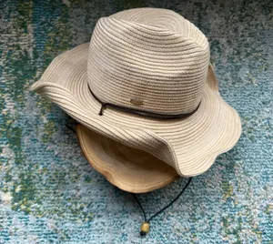 Vintage Scala woven paper straw western cowgirl hat thumbnail 1
