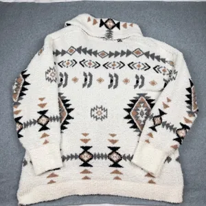 Blu Pepper Women's Southwestern Popcorn Knit Shawl Cardigan Cream Large thumbnail 2