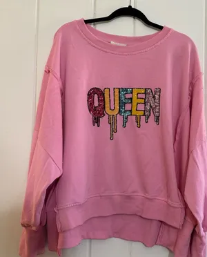 Fantastic Fawn Pink Queen Graphic sequin. Sweatshirt size M party glamorous thumbnail 1