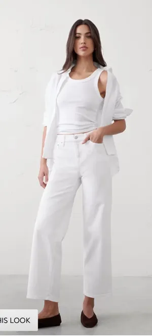 Banana Republic White Wide Leg Jeans Size 27 thumbnail 1