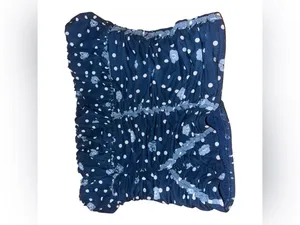 NWOT Free People Scottie Printed Cropped Shirred Mesh Navy Tube Top Smocked thumbnail 5