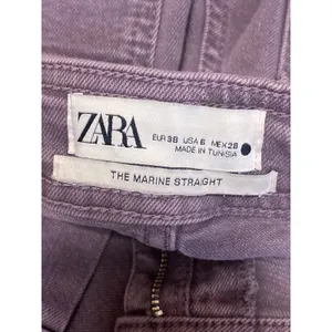 Zara The Marine Purple Raw Frayed Hem Flare Palazzo Wide Leg Denim Jeans Pants 6 thumbnail 5