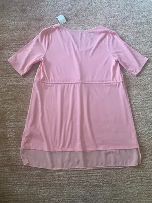 Motherhood Maternity Pink Tunic Top S Scoop Neck Half Sleeve Sheer Hem New thumbnail 7