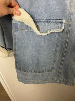 Ashley Vintage Charm HEAVY Sherpa-Lined Light Blue Denim Jacket Size L thumbnail 4