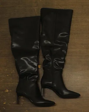 Inc International Concepts Damoni Mid-Heel Over The Knee Boots Black Smooth 7M thumbnail 1