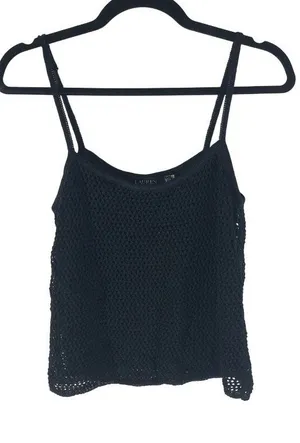 Ralph Lauren Camisole Top Crochet Linen Blend Black XS thumbnail 1