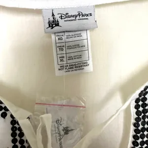 Disney Parks White Embroidered Mickey Mouse‎ Women's Top XL Bell Sleeves thumbnail 2