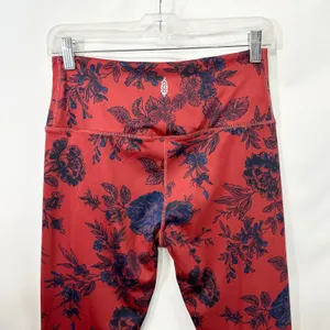 Free People Movement Medium Leggings‎ Red Blue Floral Rose High Rise Boho 1742 thumbnail 6