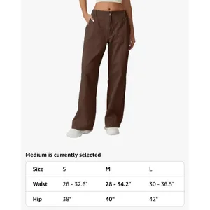 Brown Cotton Wide Leg High Rise Palazzo Pants Relaxed Fit Trousers Womens Medium thumbnail 5