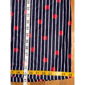 Vintage Navy Striped Polka Dot Dress Bow Neck Midi Dress Retro Sleeveless Red ML thumbnail 3