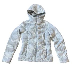 The North Face White Camo Down Puffer Jacket Hooded thumbnail 1