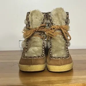 Vintage 70s Snowland Faux Fur‎ Boots Size 8 Sherpa Lined Lace Up Retro Winter thumbnail 4