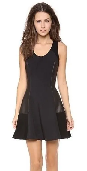 RAG & BONE Leather Montrose Fit‎ N' Flare Little Black Dress Panel Mini Size 6 thumbnail 1
