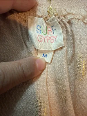 Surf Gypsy Halter Maxi Dress Size M Boho Gold Shimmer Backless Tassel thumbnail 9