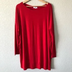 Piko‎ Bamboo Preppy Red Long Sleeve Tunic Dress S thumbnail 2