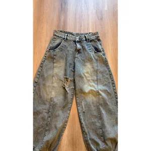 Acid Wash Wide Leg Barrel Jeans Distressed Balloon Denim Light Blue Streetwear thumbnail 2