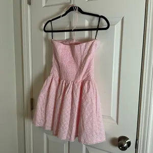 Forever 21 Pink Strapless Eyelet Dress size small thumbnail 7