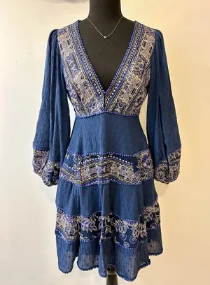 Free People My Love Mini Indigo Dress Size Small thumbnail 5