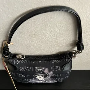 New Vintage 2006 Betty Boop Street Angel Black Handbag Purse Coquette Wristlet thumbnail 5