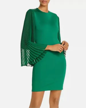 Alice + Olivia NWT Zaya Pleated Butterfly Long Sleeve Stretch Mini Dress thumbnail 4