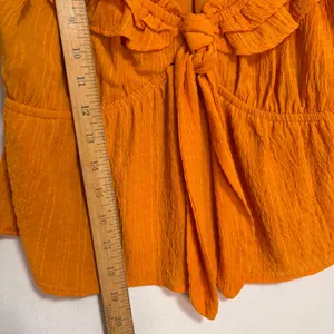 Cloud Ten Ruffle‎ Babydoll Top Women S Orange Boho Peplum Y2K Festival Cottage Romantic thumbnail 8
