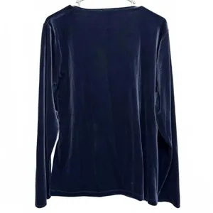 J.Crew Mercantile Blue Velvet Wrap Long Sleeve Blouse Plus Size XXL thumbnail 3