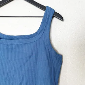 Madewell The Tailored Crop Tank Square Neck Blue Size L thumbnail 4