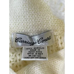 VTG 90s Carriage Court Cable Knit Sweater M Relaxed Fit Ivory Cream Mock Neck thumbnail 5