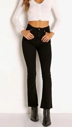 Rolla’s Women’s East Coast High Rise Black Denim Cropped Bootcut Jeans Size 27 thumbnail 1