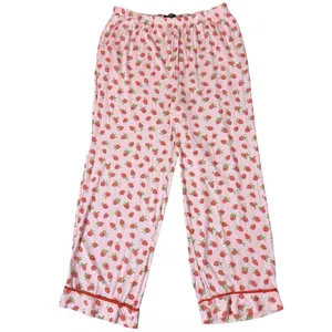 Kate Spade NY Strawberry Print Pajama Set 2 Piece Short Sleeve Pants Size L Pink thumbnail 4