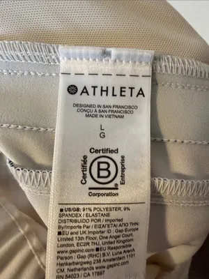 Athleta Pant‎ MVP Mid Rise Side Stripe ivory blue Size Large thumbnail 8
