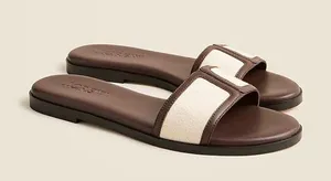NIB J.Crew Georgina Sandals in Canvas and Leather Strap Slide Sandals size 8 thumbnail 1