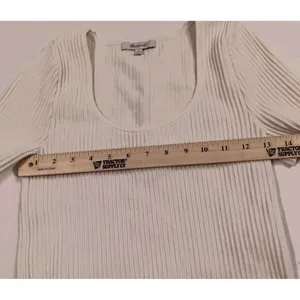 Madewell Striped Embroidered Crop Top Cream Color Small‎ Classic Streetwear... thumbnail 4