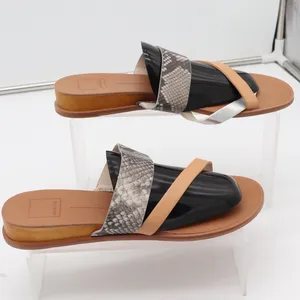 Dolce Vita Sandals Women 8.5 Paddy Tan Silver Snakeskin Strappy Slide Excellent thumbnail 4