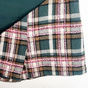 Pink Lily Green Pink Tan White Zip And Hook Closure Plaid Tweed Skort thumbnail 3