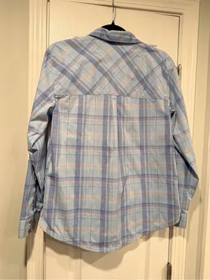L.L. Bean Size S Blue Plaid Lightweight Button Up Hiking Camp Fish Outdoor Shirt thumbnail 9