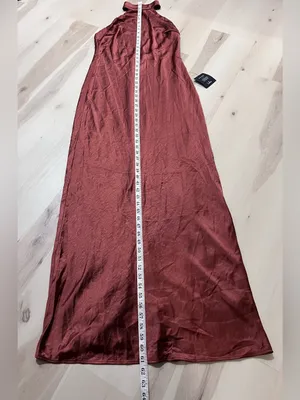 Lulus NWT Women Large Rusty Brown Halter Satin Maxi Dress thumbnail 12
