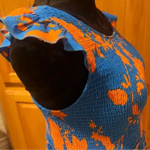 Anthropologie Abel The Label Charlie Floral Tiered Maxi Dress Blue Orange Small‎ thumbnail 12