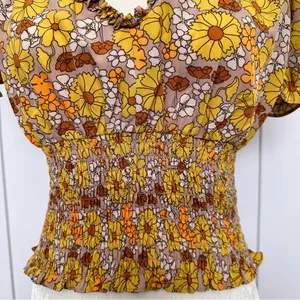 Milk + Honey Smocked Floral Shirt thumbnail 3