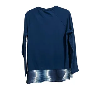 Nike International Women's Long Sleeve Graphic Top Blue Layered Hem - Size Large thumbnail 2