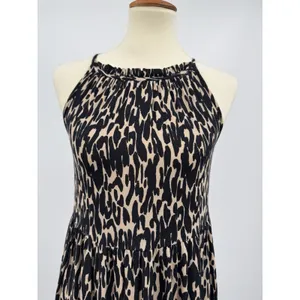 NA-KD Halter Animal Print Maxi Dress Black Tan Leopard Viscose Flowy Boho Size 4 thumbnail 3